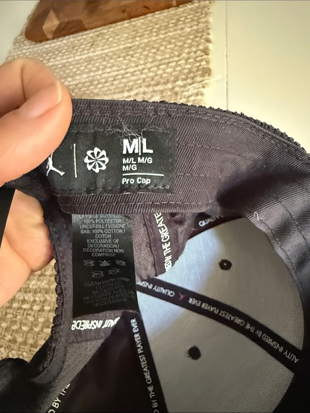 Jordan Black Corduroy Cap with White Rope Trim
